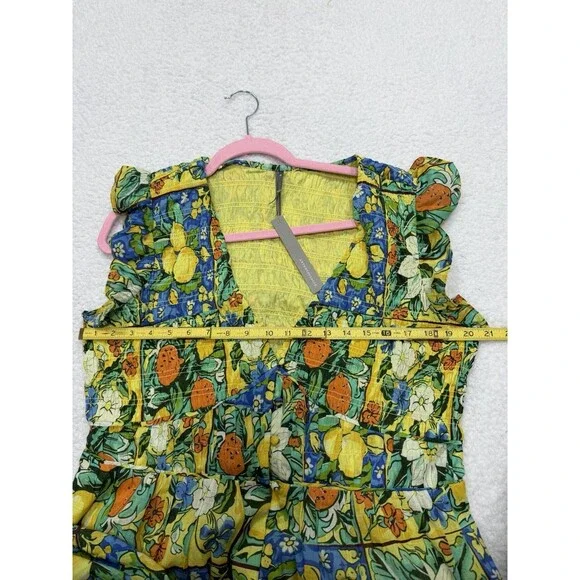 Anthropologie Midi Dress Women Peregrine Yellow Floral Preppy Vacay Boho XL NWT - Picture 6 of 10